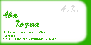 aba kozma business card